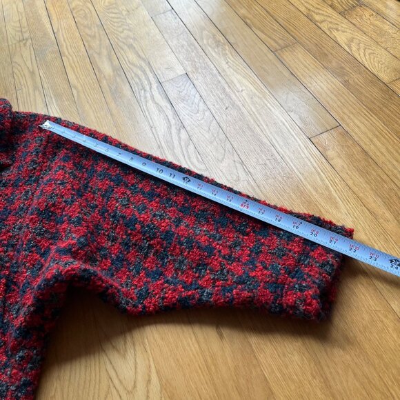 Free People Size S Red Houndstooth Slouchy Oversized Boucle Jacket - Picture 13 of 16